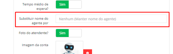 Configuração de nome a ser exibido no chat