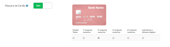 Máscara de cartão de crédito para atendente/supervisor