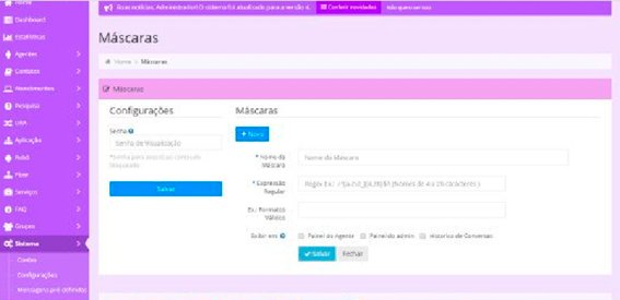 Cadastro de mascaras para determinadas informações