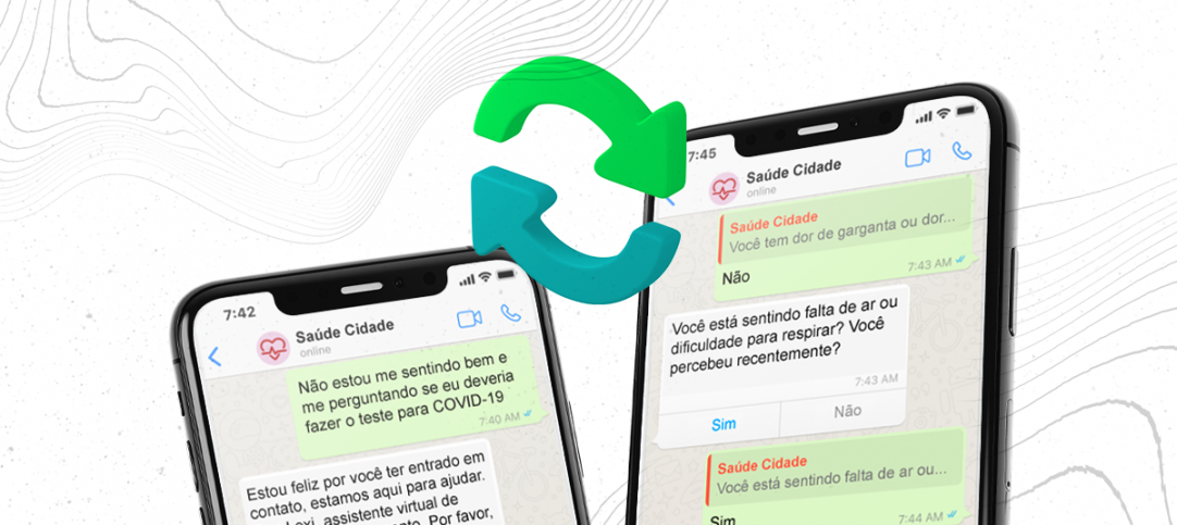 Ilustração com dois celulares mostrando os diferenciais da Portabilidade BSP para uma mesma empresa.