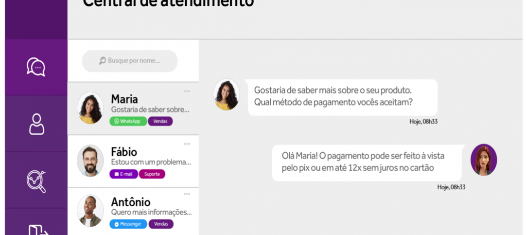Tela de atendimento da plataforma ASC Brazil.