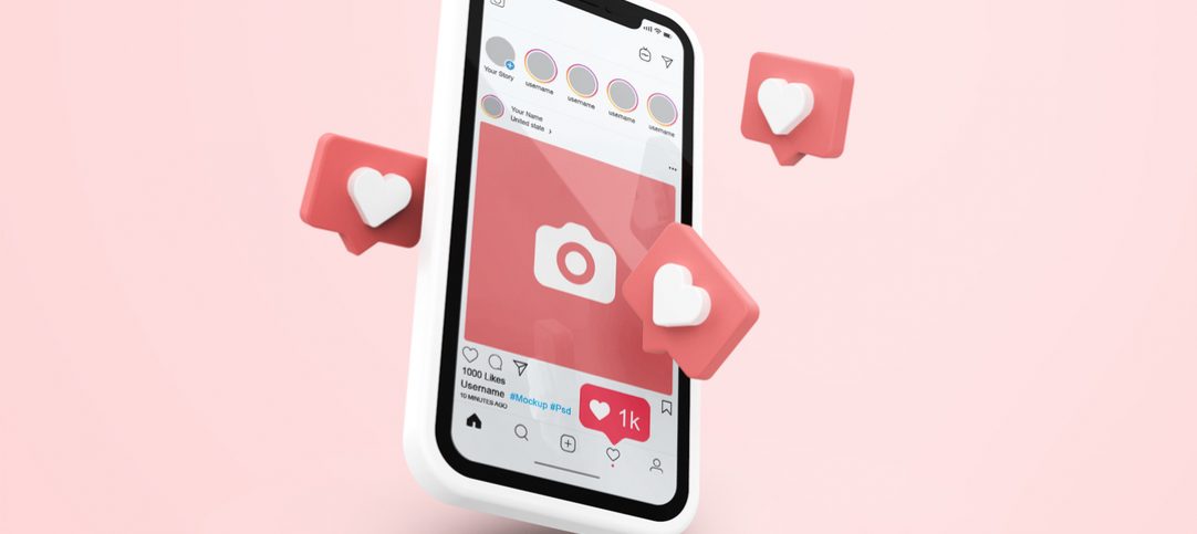 Ilustração mostra um celular com o aplicativo da rede social aberto para simbolizar o atendimento via Instagram.